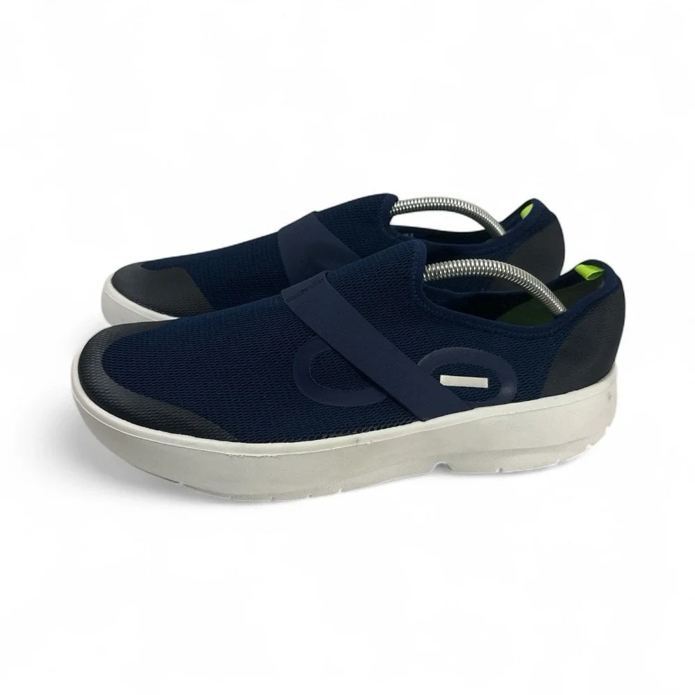 OOFOS OOmg‎ Mesh Low Men's Trainer Navy/White Slip‑On Comfort Recovery Size 12.5